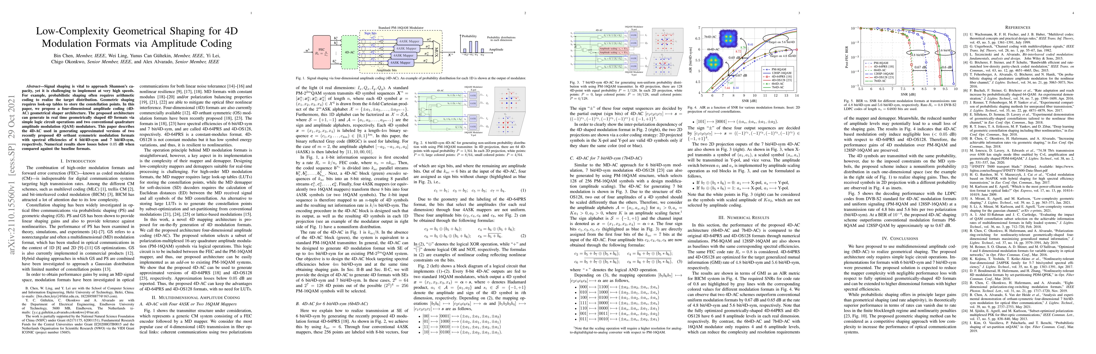 Thumbnail for Low-Complexity Geometrical Shaping for 4D Modulation Formats via
  Amplitude Coding