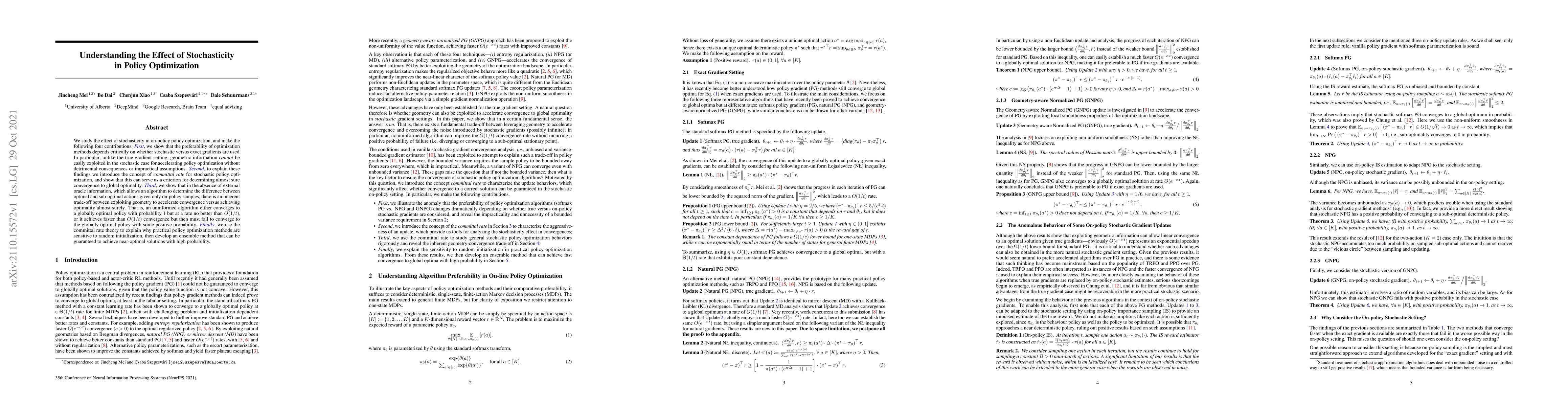 Thumbnail for Understanding the Effect of Stochasticity in Policy Optimization