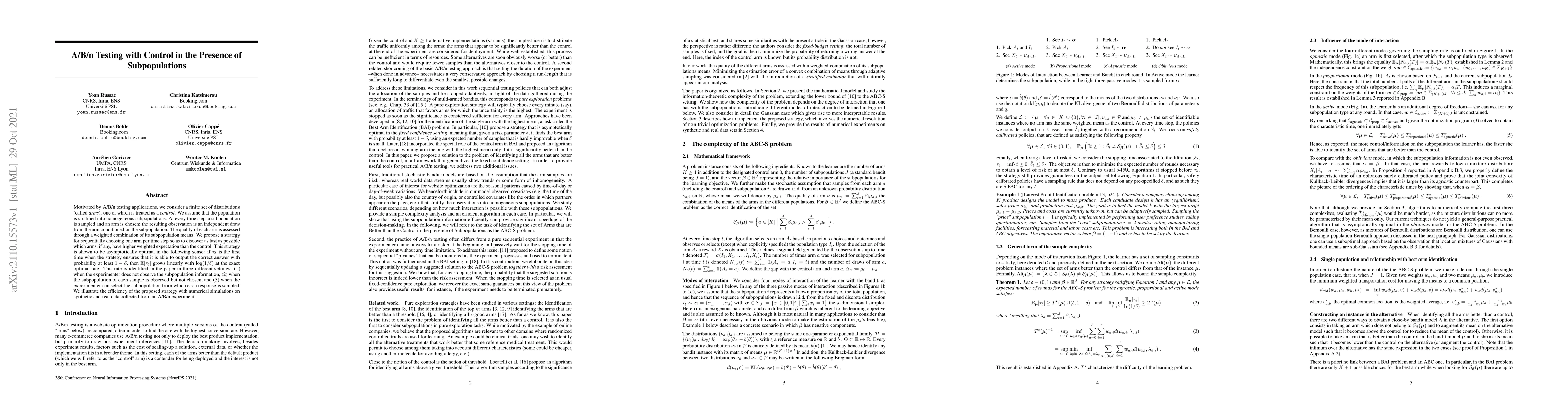 Thumbnail for A/B/n Testing with Control in the Presence of Subpopulations