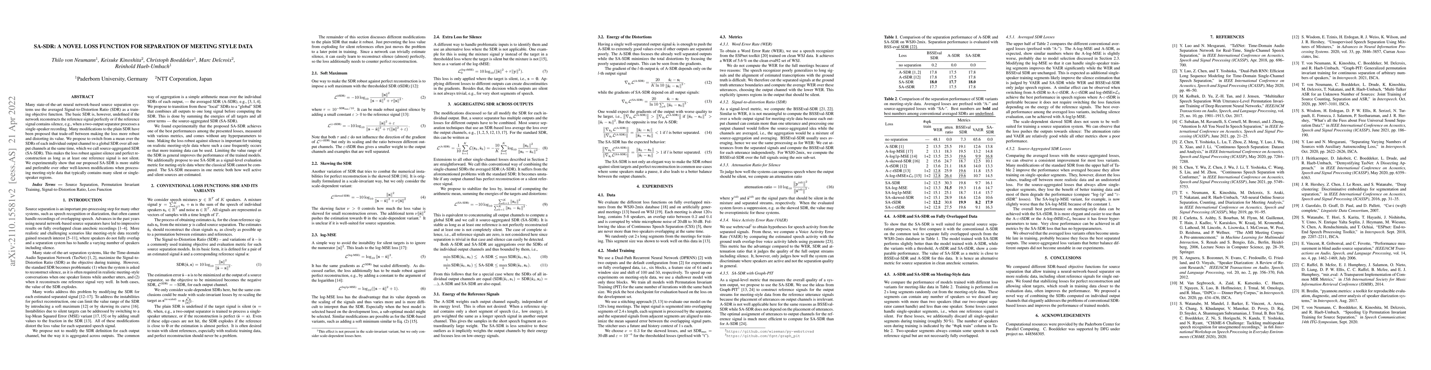 Thumbnail for SA-SDR: A novel loss function for separation of meeting style data