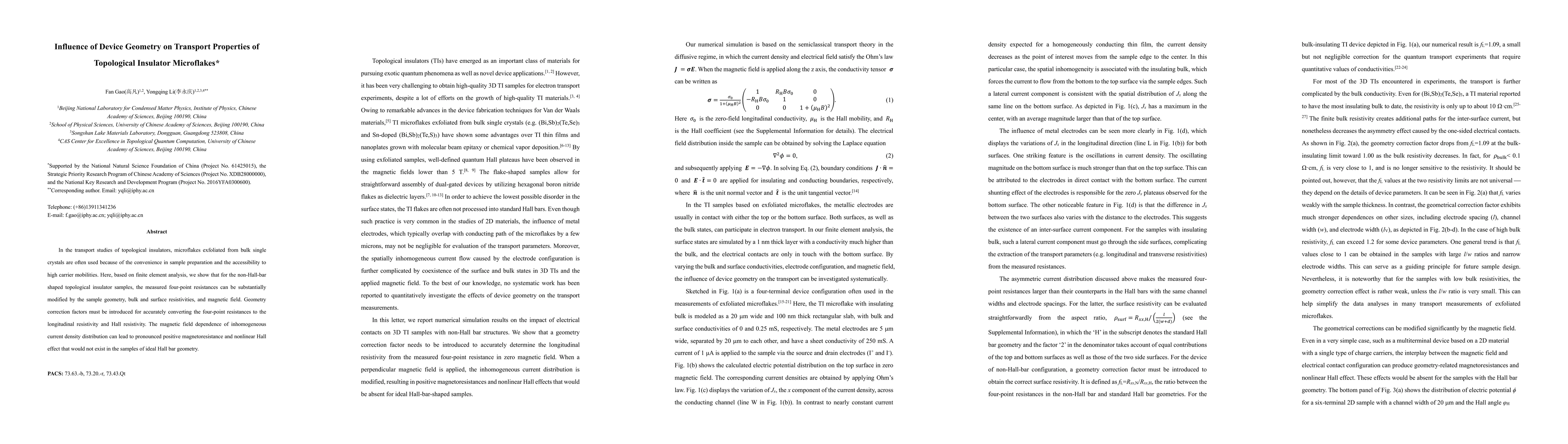 Thumbnail for Influence of Device Geometry on Transport Properties of Topological
  Insulator Microflakes