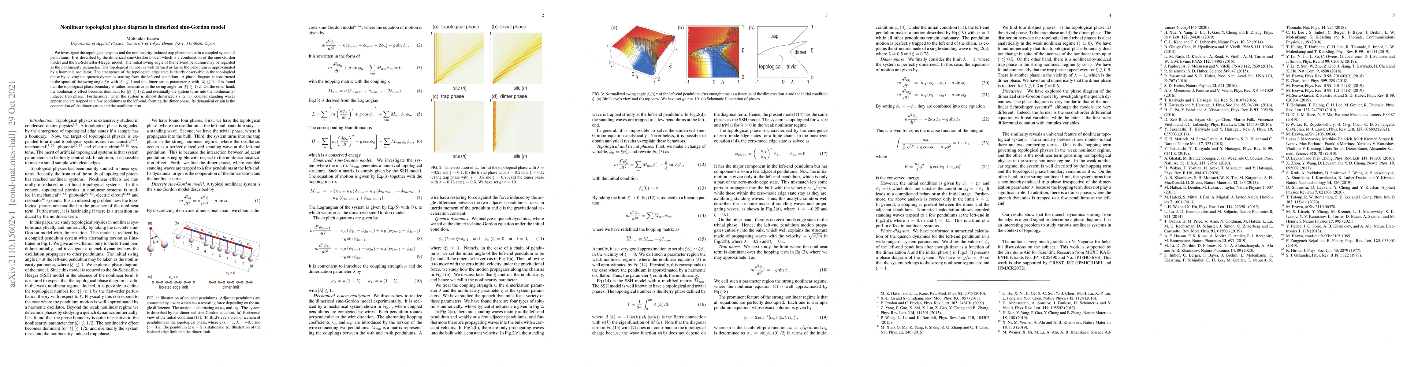 Thumbnail for Nonlinear topological phase diagram in dimerized sine-Gordon model