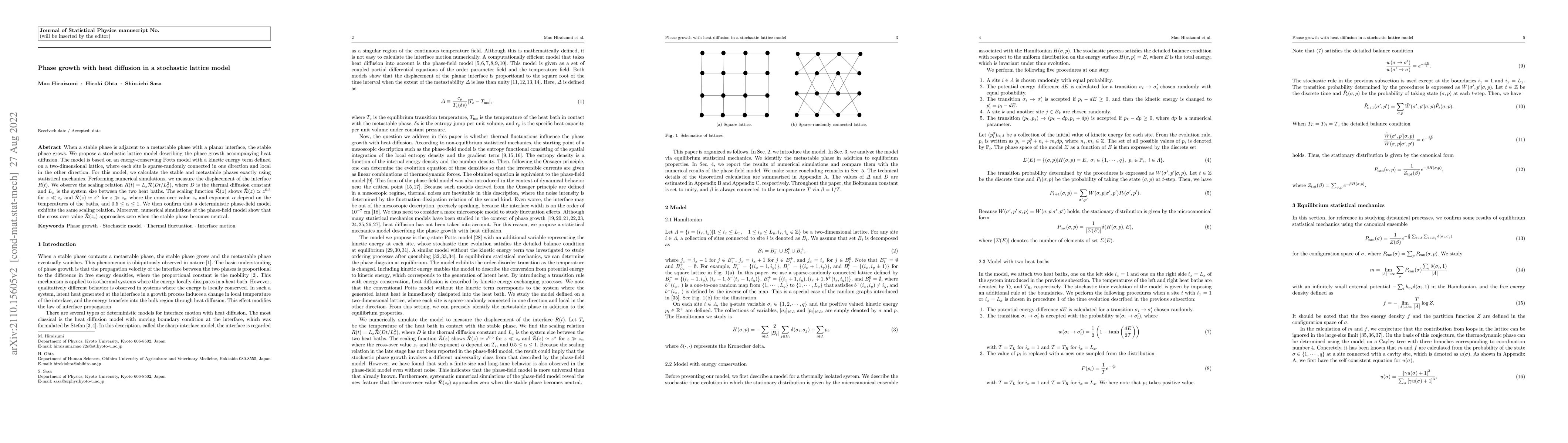 Thumbnail for Phase growth with heat diffusion in a stochastic lattice model
