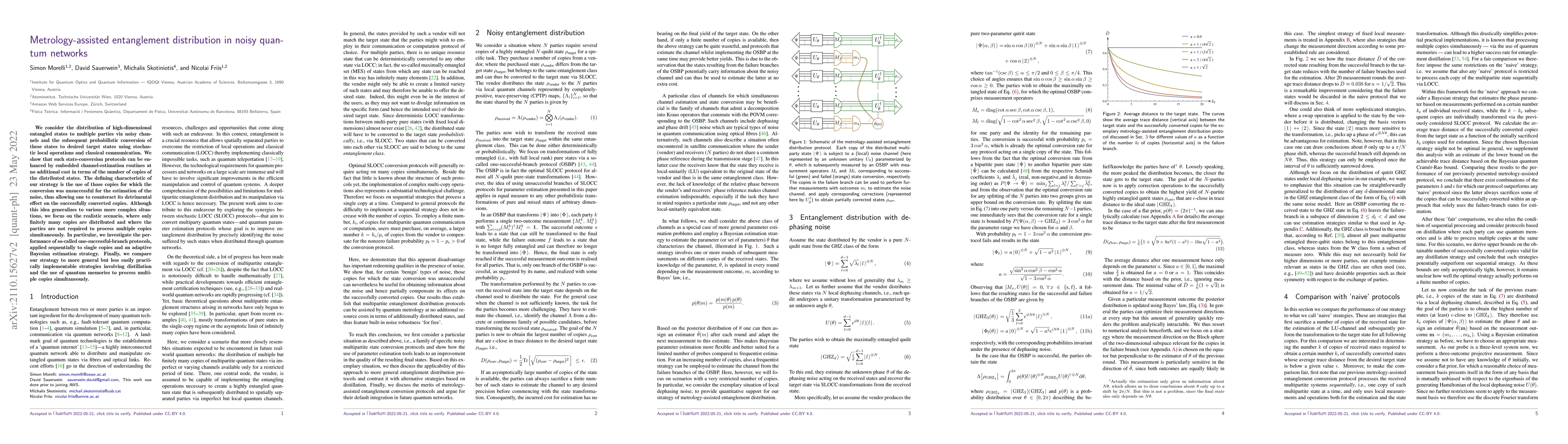 Thumbnail for Metrology-assisted entanglement distribution in noisy quantum networks