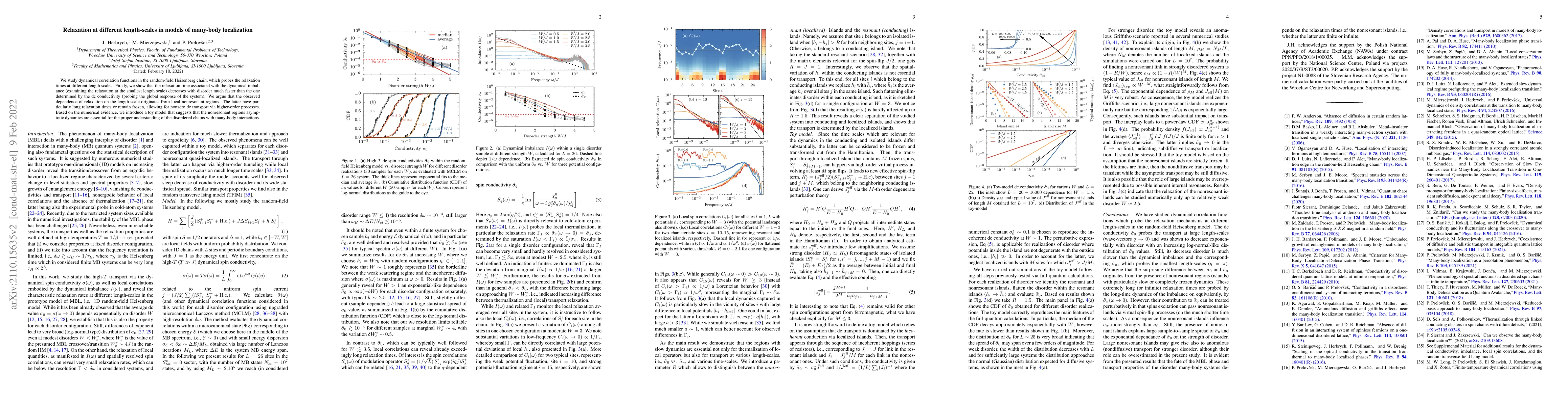 Thumbnail for Relaxation at different length-scales in models of many-body
  localization