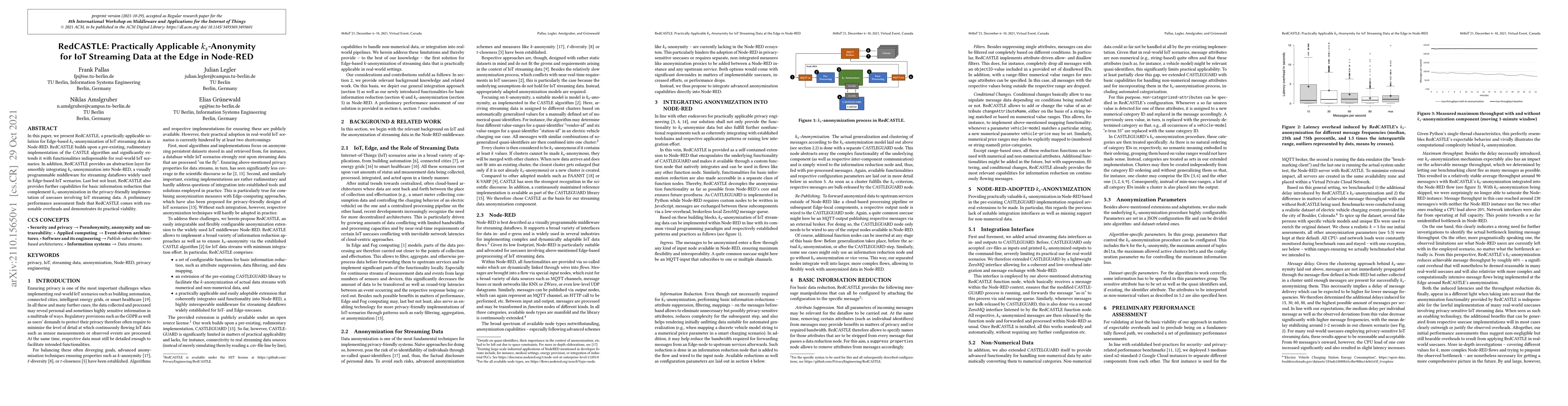 Thumbnail for RedCASTLE: Practically Applicable $k_s$-Anonymity for IoT Streaming Data
  at the Edge in Node-RED
