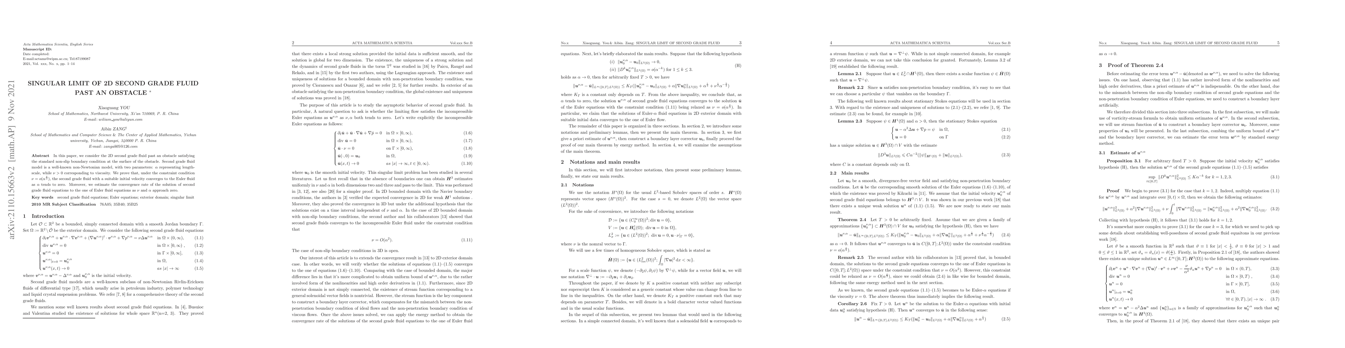Thumbnail for Singular limit of 2D second grade fluid past an obstacle