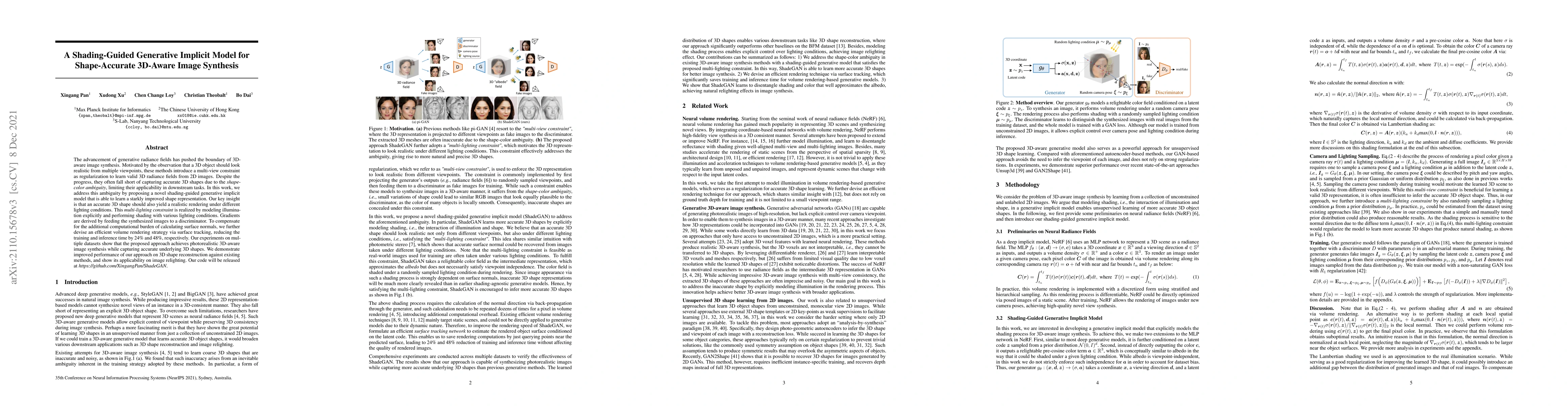 Thumbnail for A Shading-Guided Generative Implicit Model for Shape-Accurate 3D-Aware
  Image Synthesis