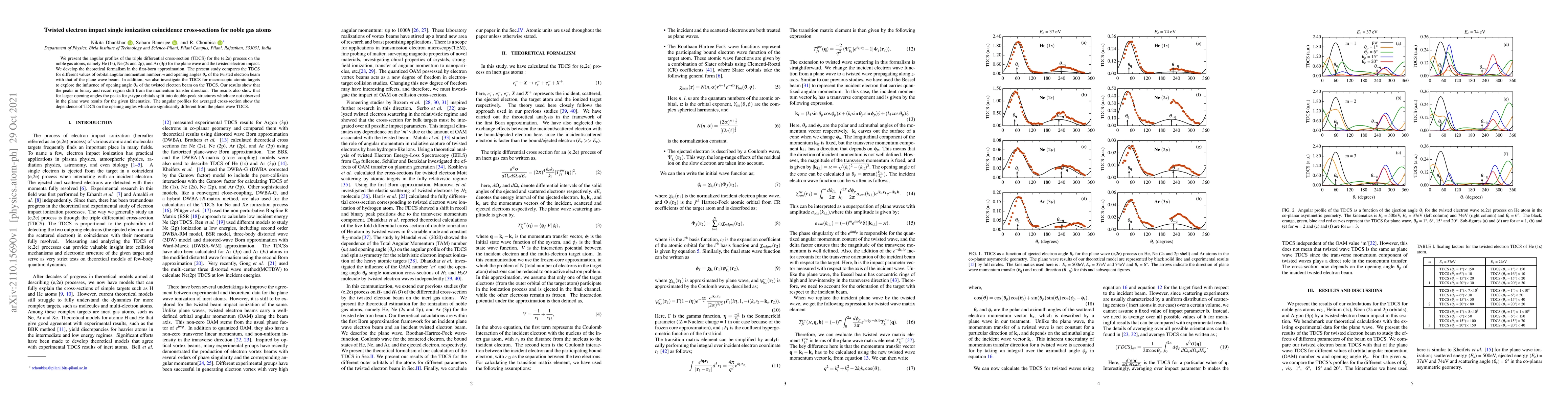 Thumbnail for Twisted electron impact single ionization coincidence cross-sections for
  noble gas atoms