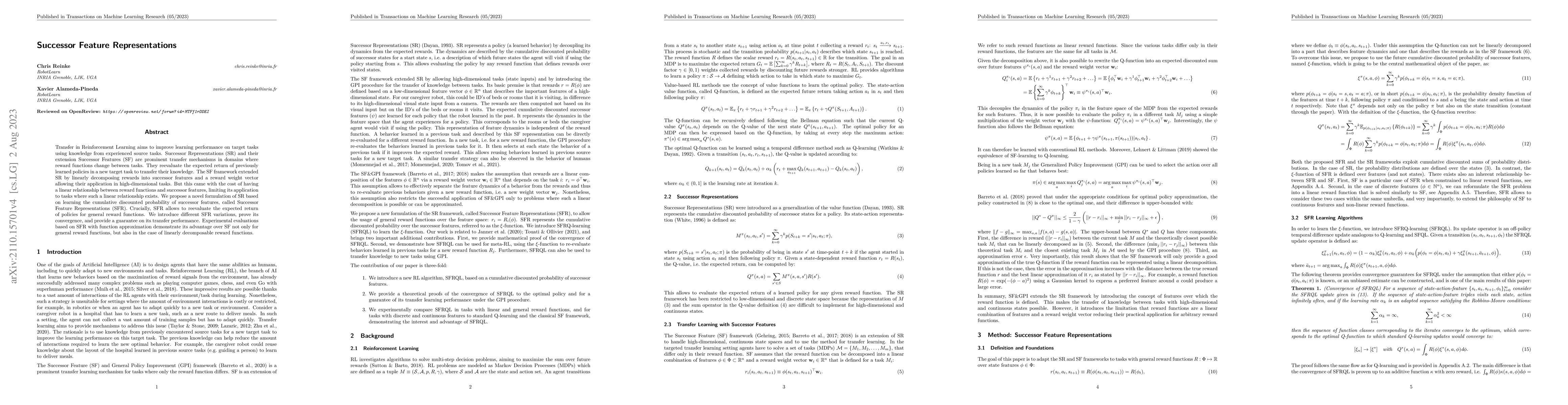Thumbnail for Successor Feature Representations