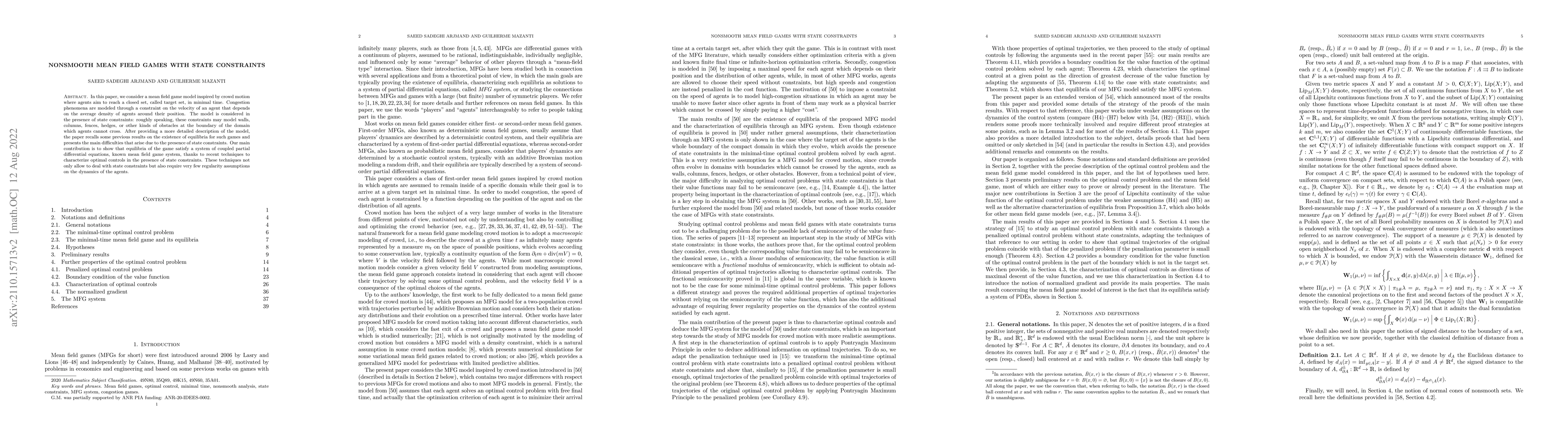 Thumbnail for Nonsmooth mean field games with state constraints