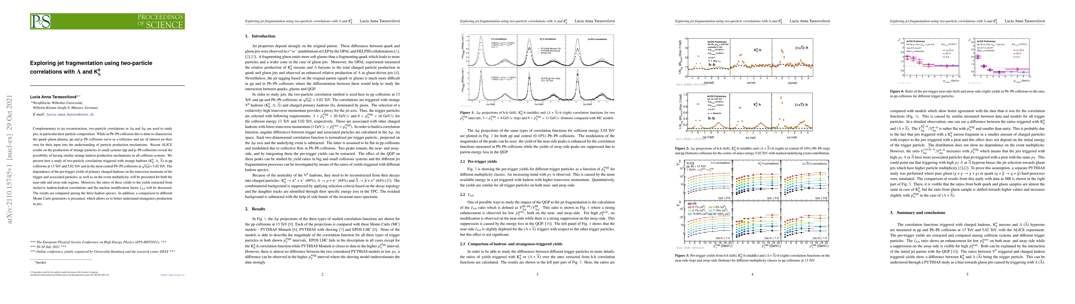 Thumbnail for Exploring jet fragmentation using two-particle correlations with
  $\Lambda$ and K$^0_{\rm S}$