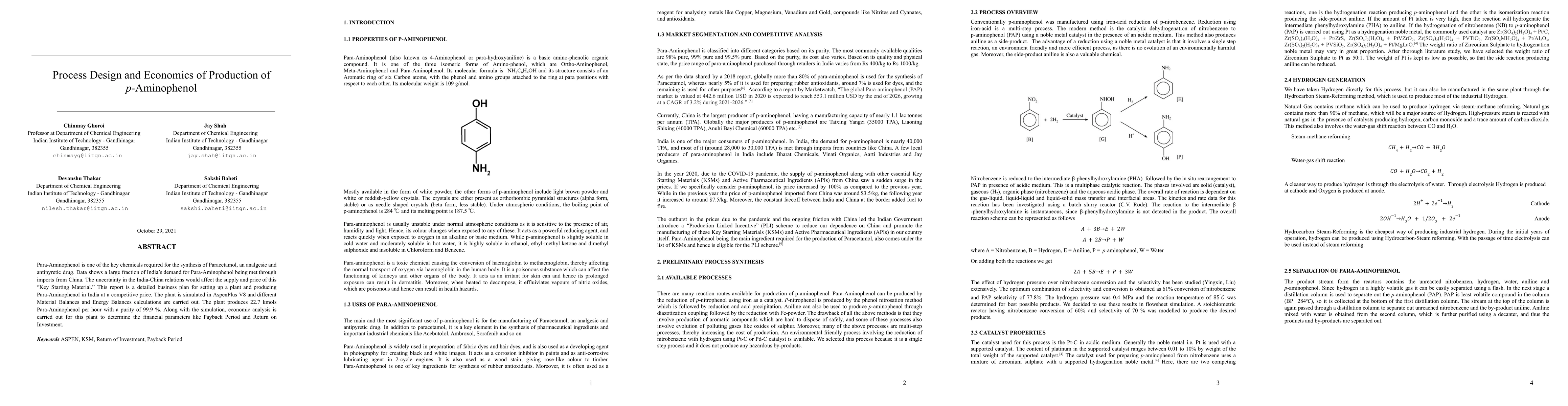 Thumbnail for Process Design and Economics of Production of p-Aminophenol