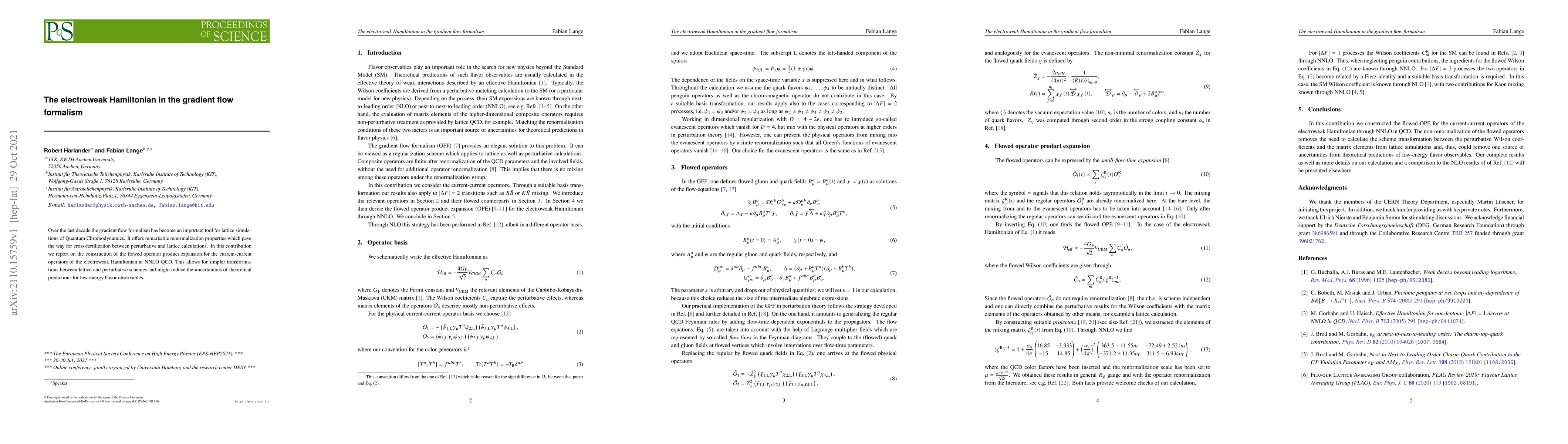 Thumbnail for The electroweak Hamiltonian in the gradient flow formalism