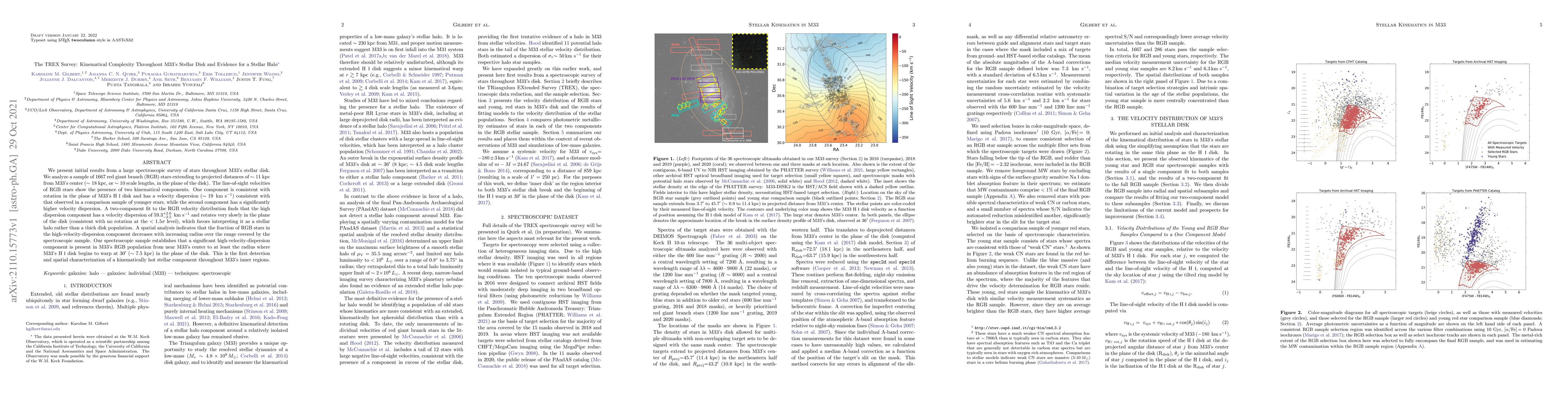 Thumbnail for The TREX Survey: Kinematical Complexity Throughout M33's Stellar Disk
  and Evidence for a Stellar Halo