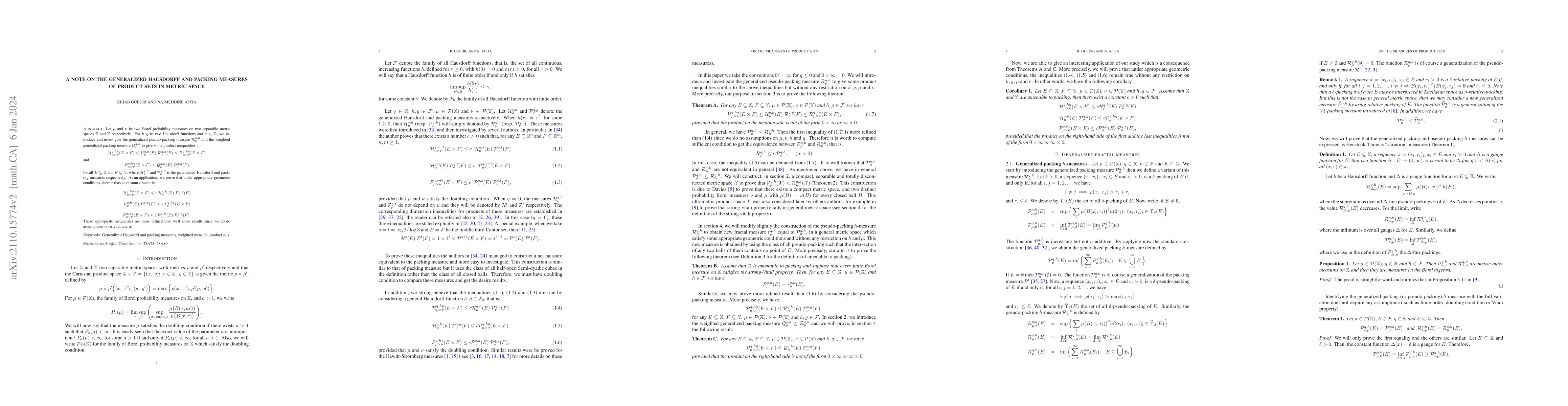 Thumbnail for A note on the generalized Hausdorff and packing measures of product sets
  in metric space