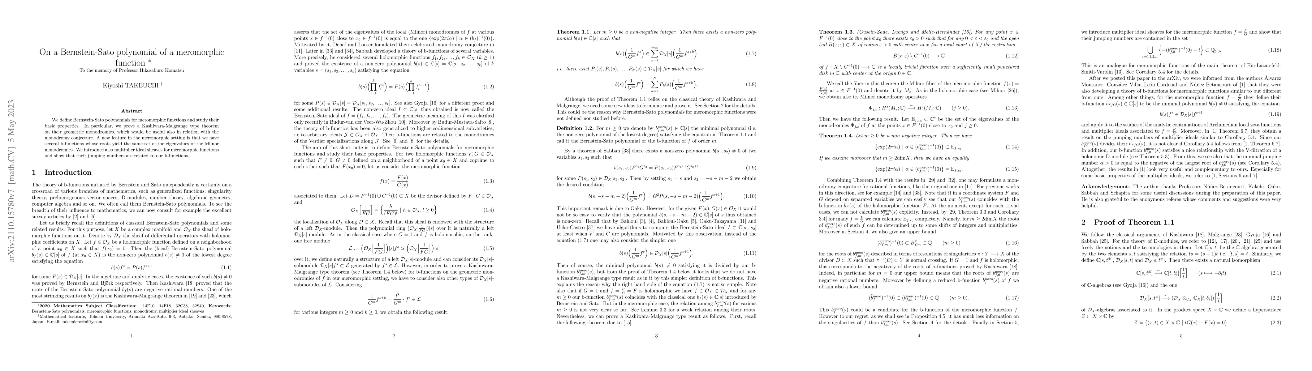 Thumbnail for On a Bernstein-Sato polynomial of a meromorphic function