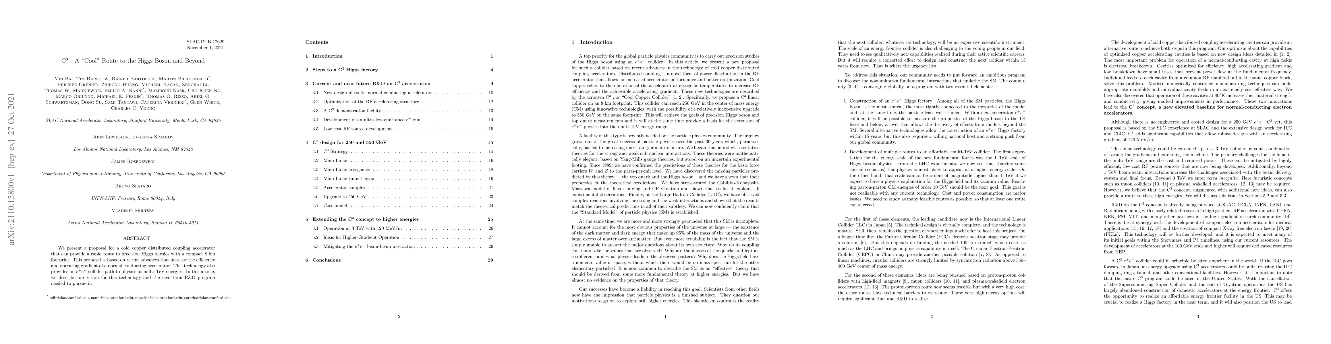 Thumbnail for C$^3$: A "Cool" Route to the Higgs Boson and Beyond