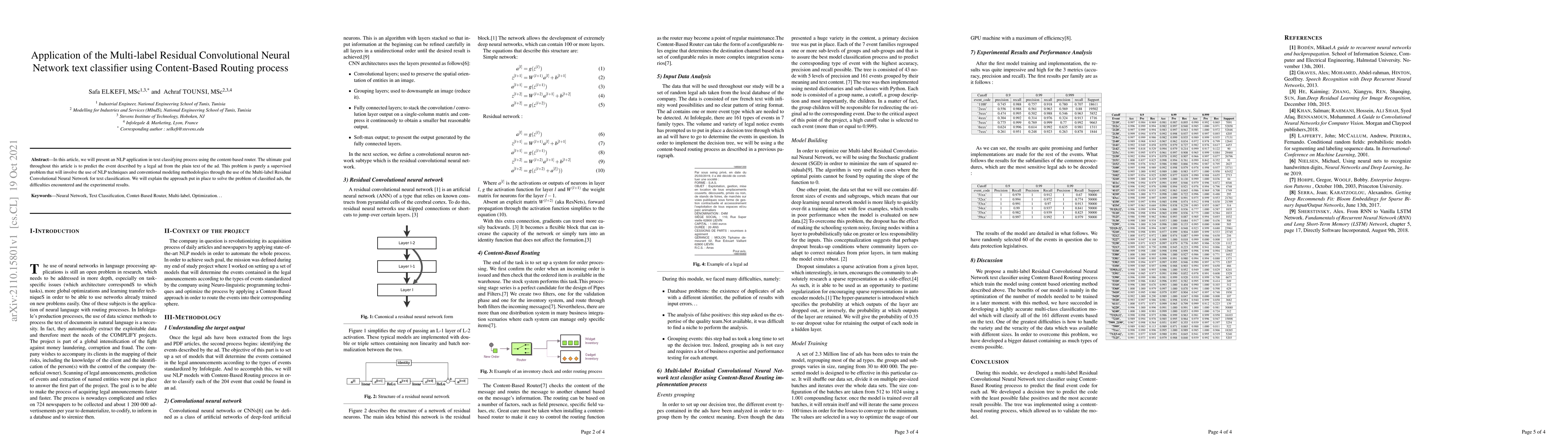 Thumbnail for Application of the Multi-label Residual Convolutional Neural Network
  text classifier using Content-Based Routing process