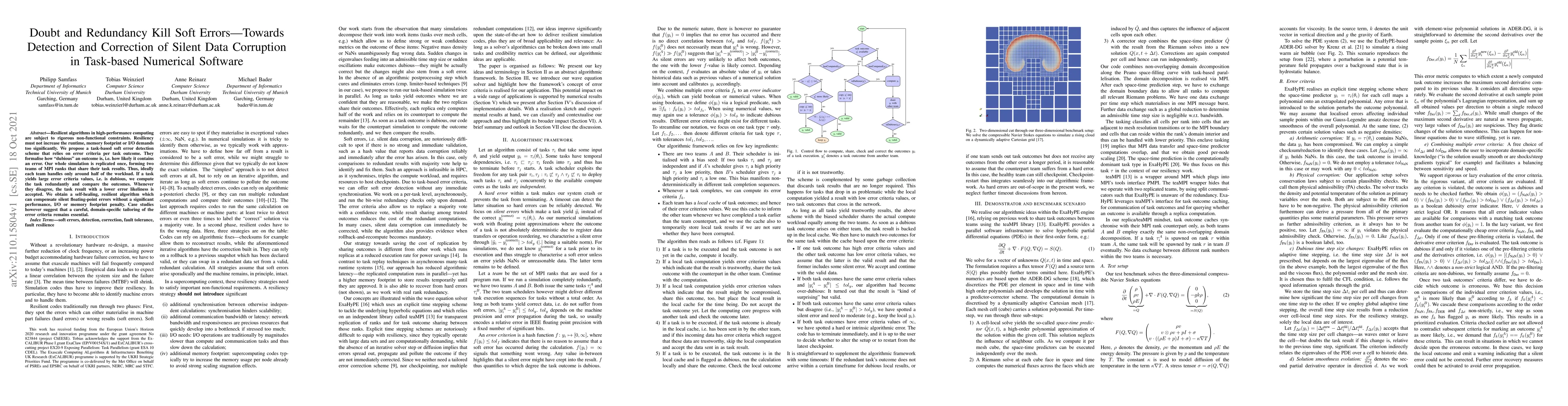 Thumbnail for Doubt and Redundancy Kill Soft Errors -- Towards Detection and
  Correction of Silent Data Corruption in Task-based Numerical Software
