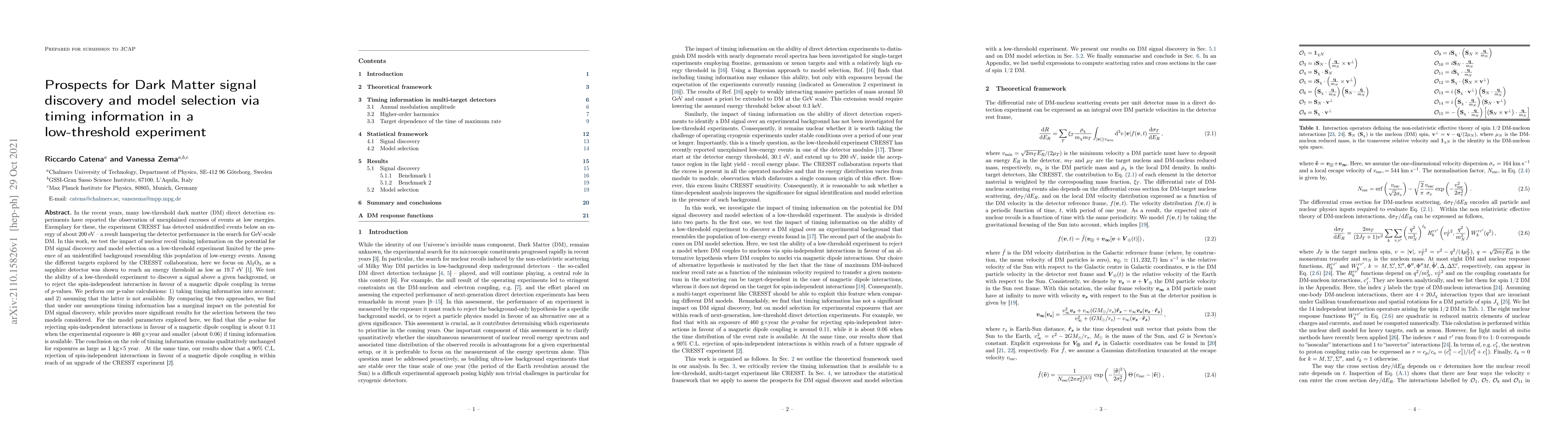 Thumbnail for Prospects for Dark Matter signal discovery and model selection via
  timing information in a low-threshold experiment