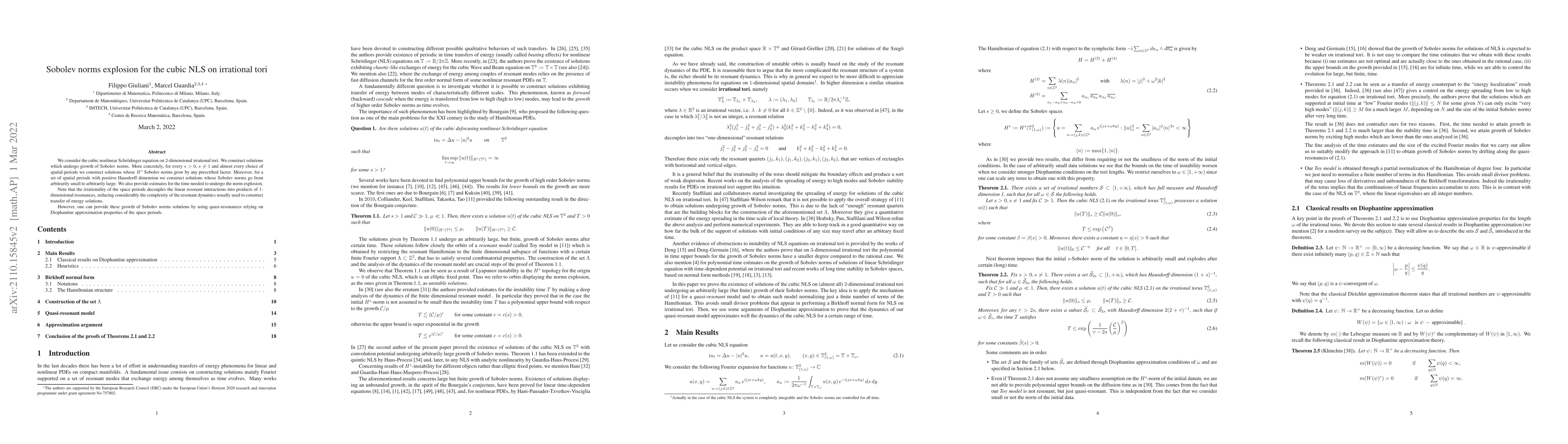 Thumbnail for Sobolev norms explosion for the cubic NLS on irrational tori