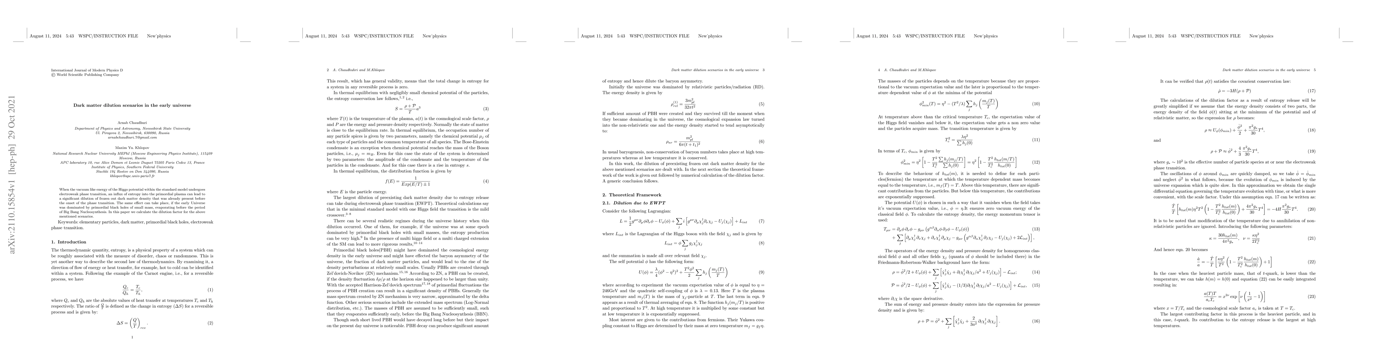 Thumbnail for Dark matter dilution scenarios in the early universe