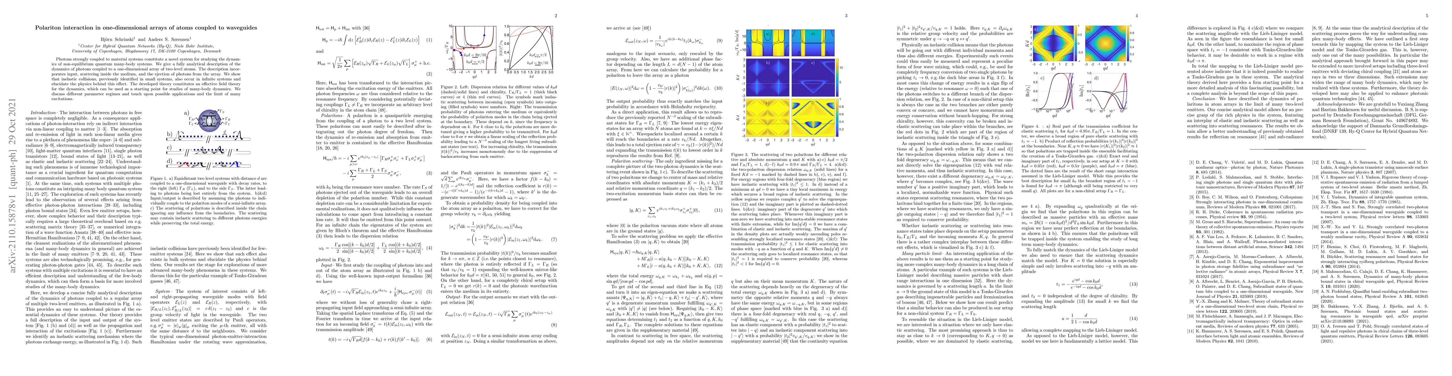 Thumbnail for Polariton interaction in one-dimensional arrays of atoms coupled to
  waveguides