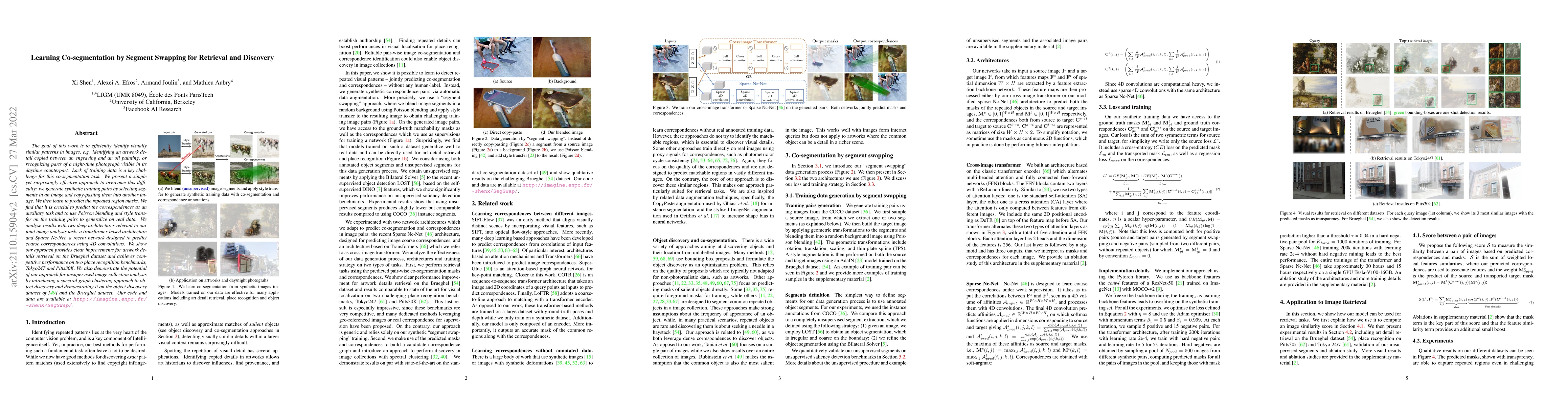 Thumbnail for Learning Co-segmentation by Segment Swapping for Retrieval and Discovery