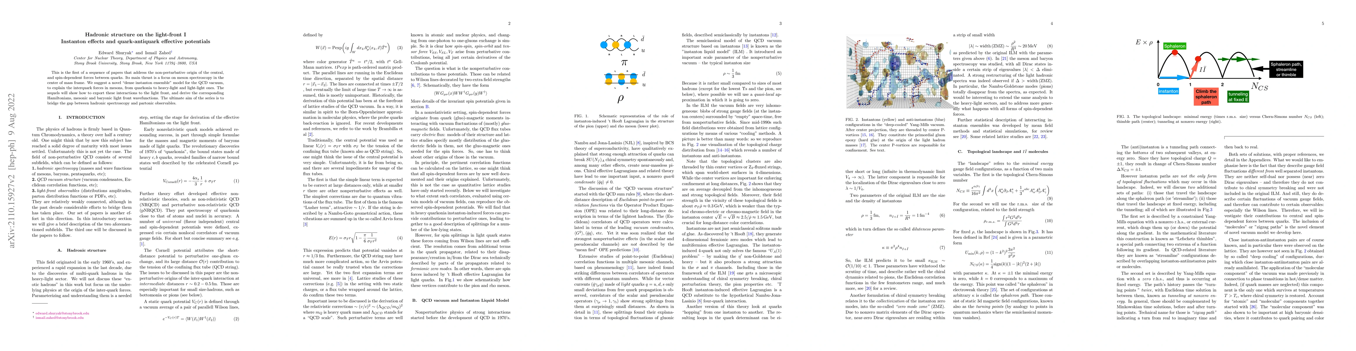 Thumbnail for Hadronic structure on the light-front I.\ Instanton effects and
  quark-antiquark effective potentials