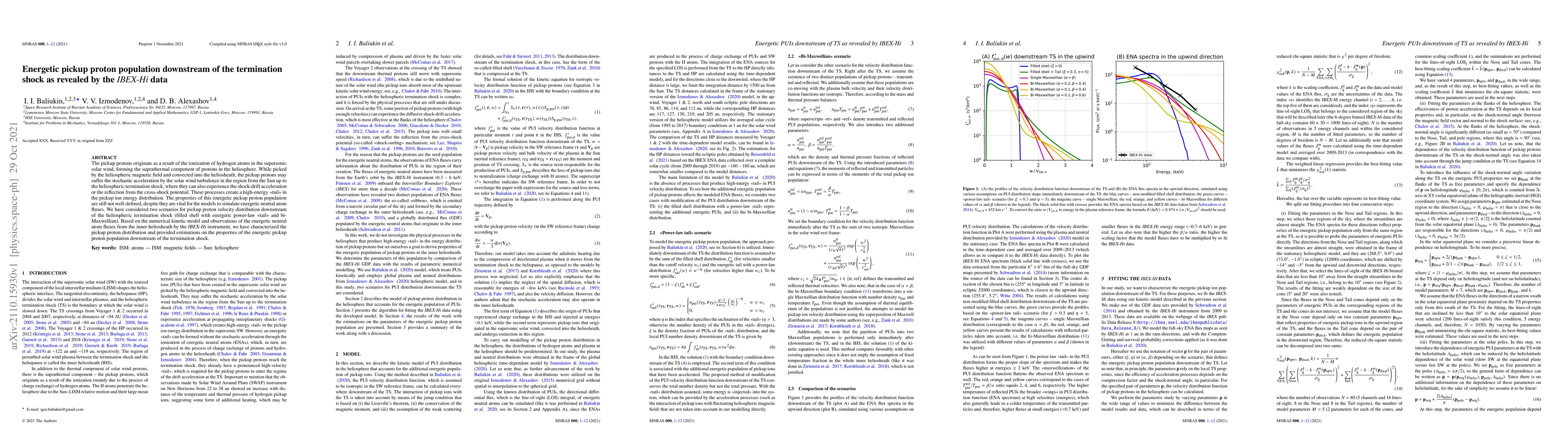 Thumbnail for Energetic pickup proton population downstream of the termination shock
  as revealed by the IBEX-Hi data