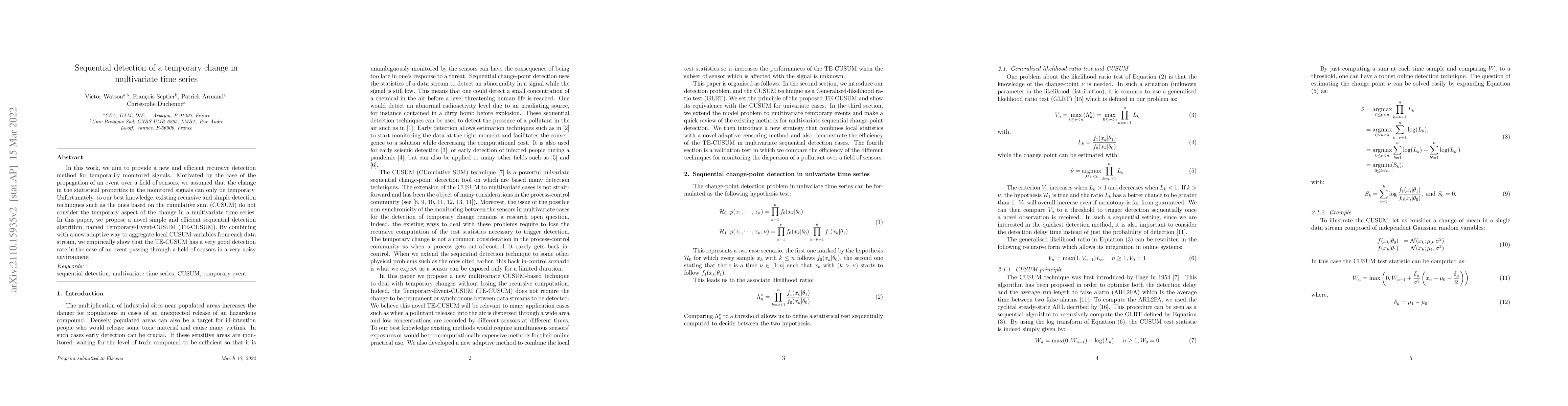 Thumbnail for Sequential Detection of a Temporary Change in Multivariate Time Series