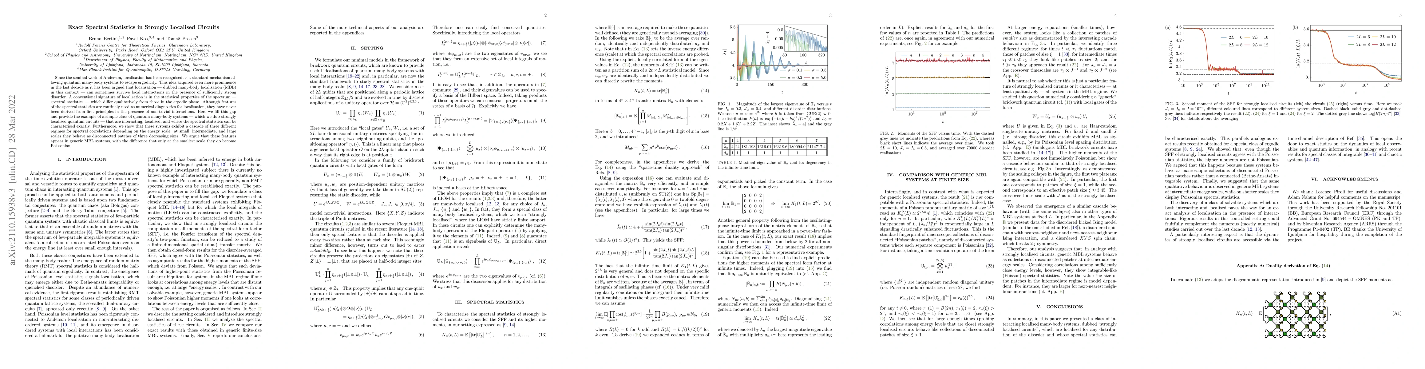 Thumbnail for Exact Spectral Statistics in Strongly Localised Circuits