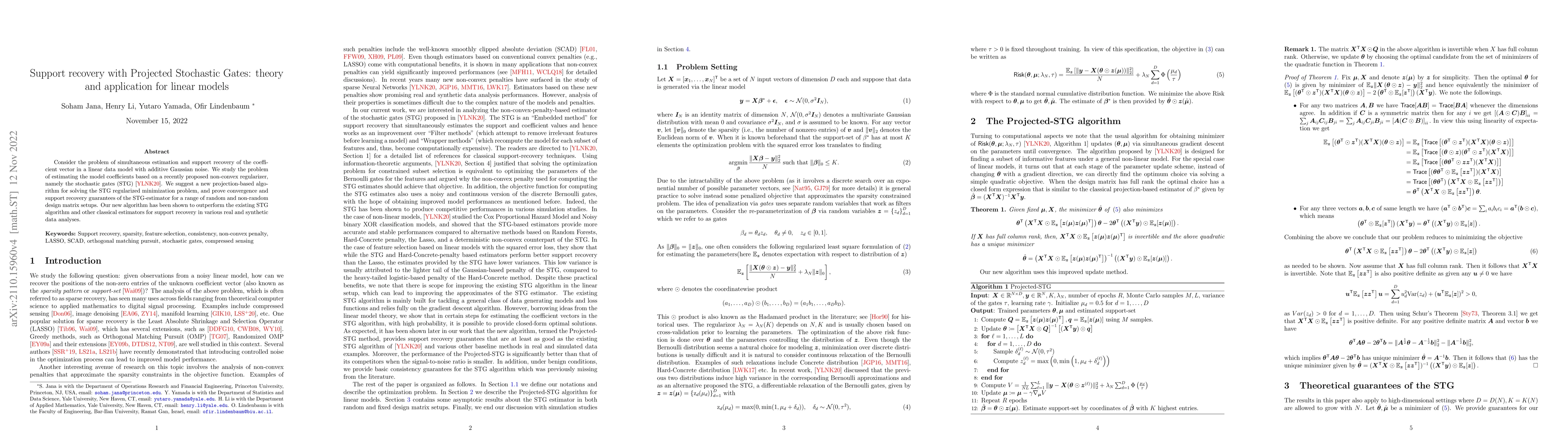 Thumbnail for Support Recovery with Stochastic Gates: Theory and Application for
  Linear Models