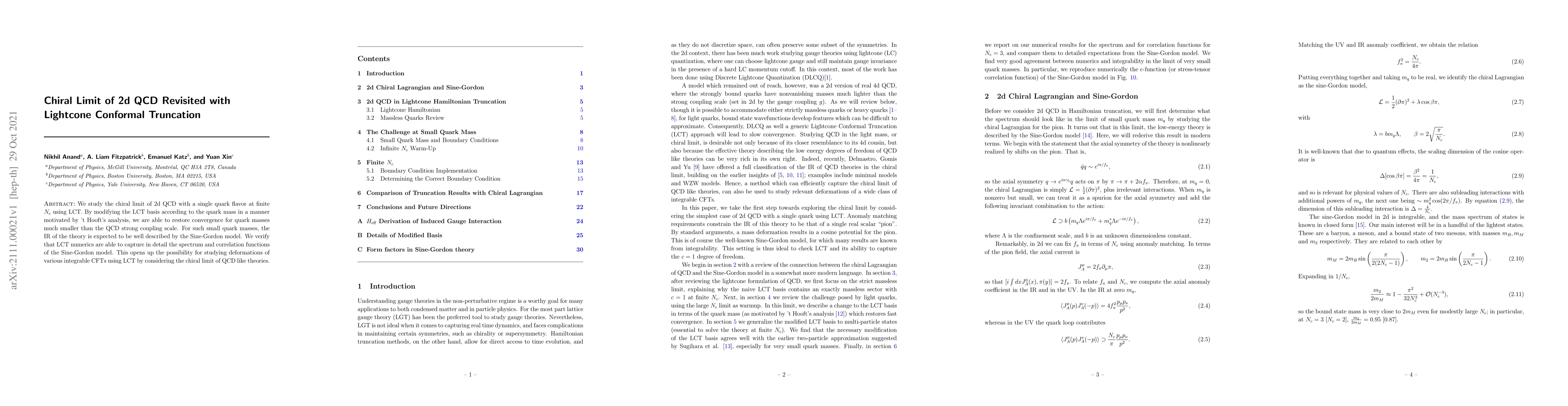 Thumbnail for Chiral Limit of 2d QCD Revisited with Lightcone Conformal Truncation