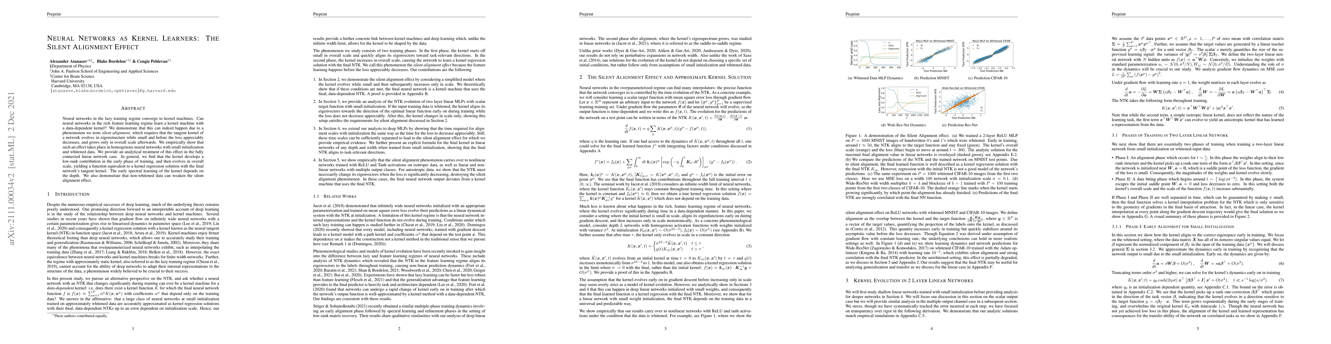 Thumbnail for Neural Networks as Kernel Learners: The Silent Alignment Effect
