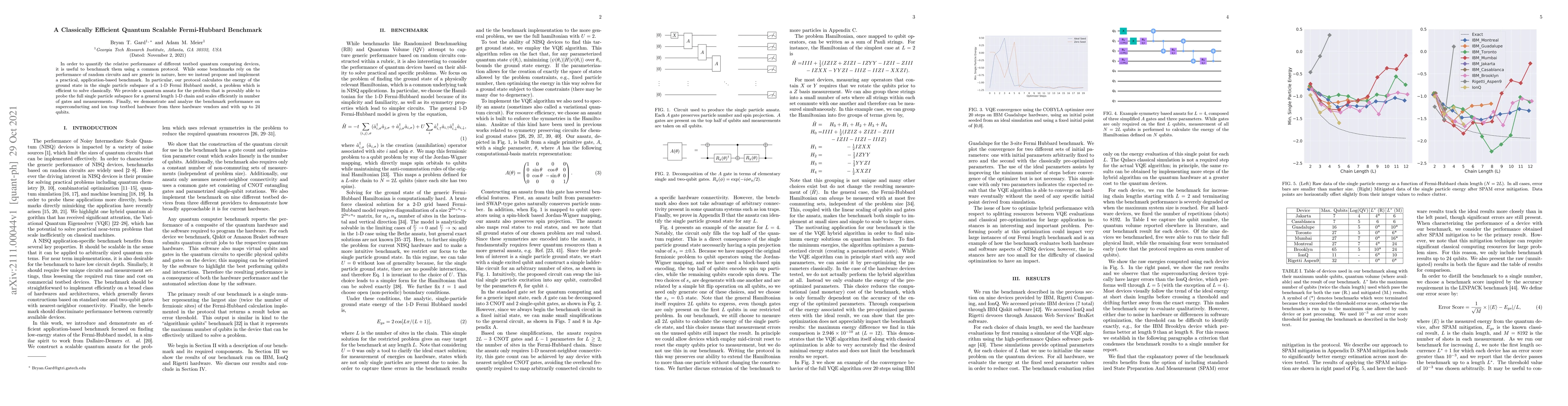Thumbnail for A Classically Efficient Quantum Scalable Fermi-Hubbard Benchmark