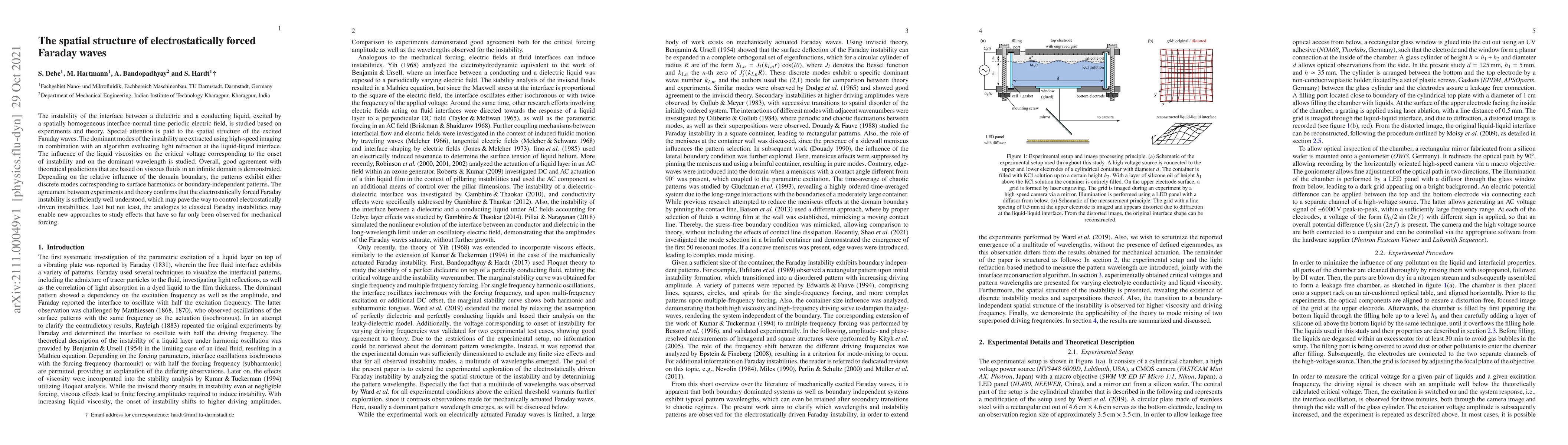 Thumbnail for The spatial structure of electrostatically forced Faraday waves