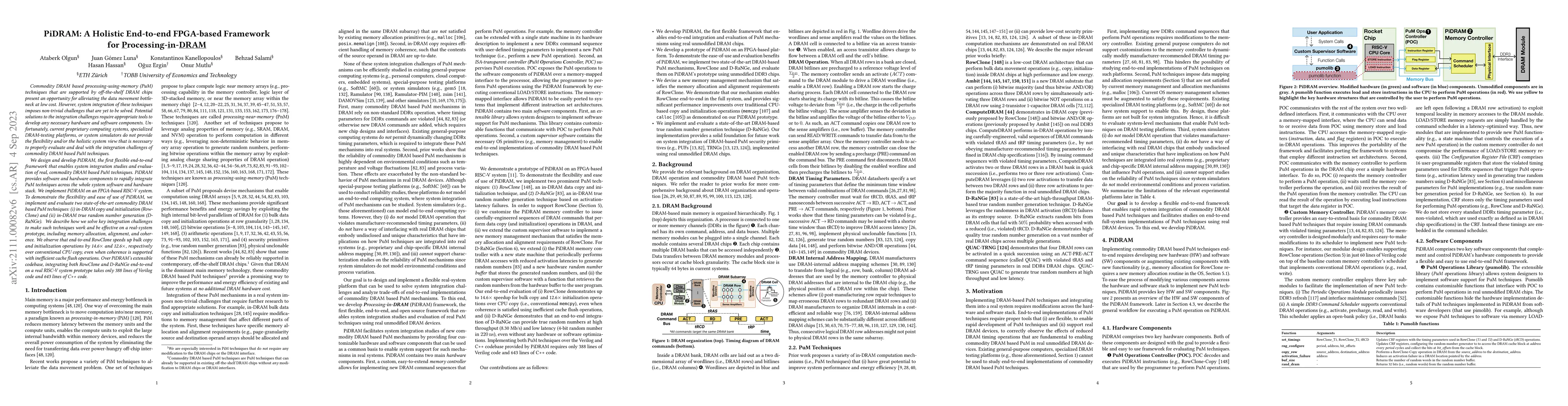 Thumbnail for PiDRAM: A Holistic End-to-end FPGA-based Framework for
  Processing-in-DRAM