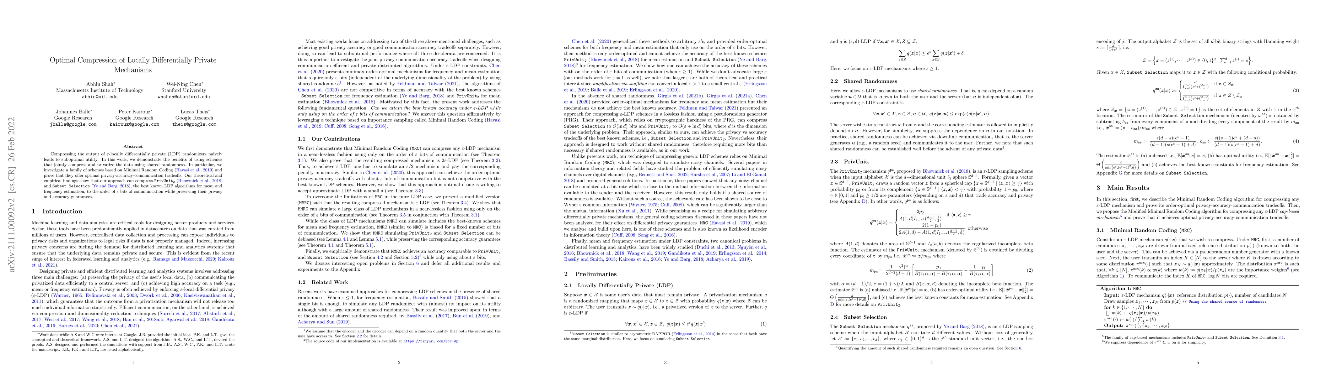 Thumbnail for Optimal Compression of Locally Differentially Private Mechanisms