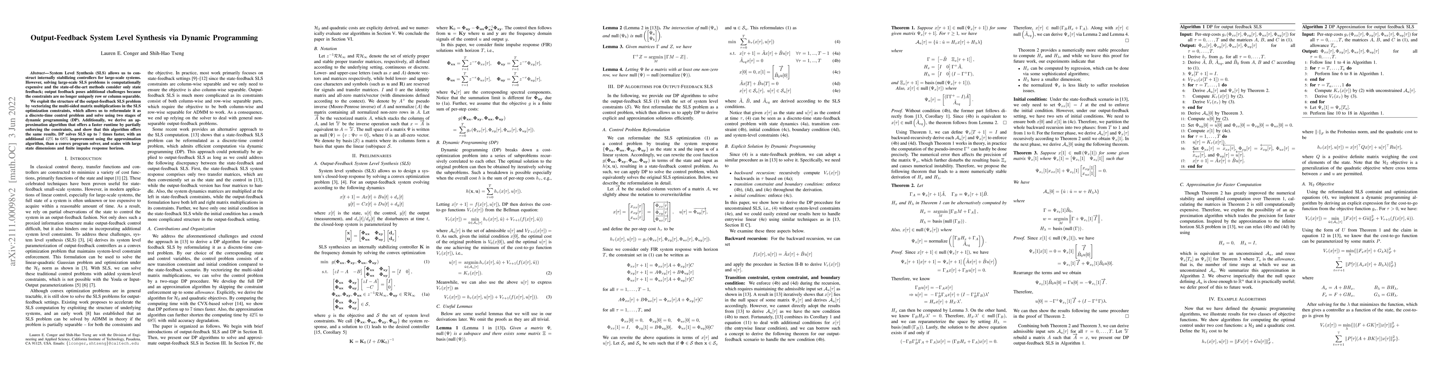 Thumbnail for Output-Feedback System Level Synthesis via Dynamic Programming
