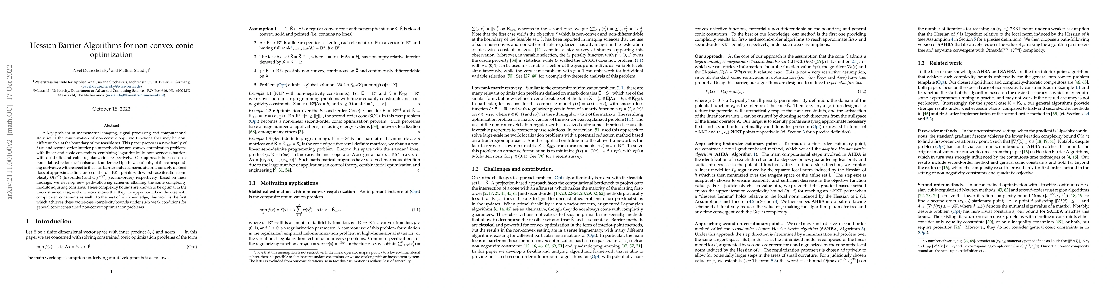 Thumbnail for Hessian barrier algorithms for non-convex conic optimization