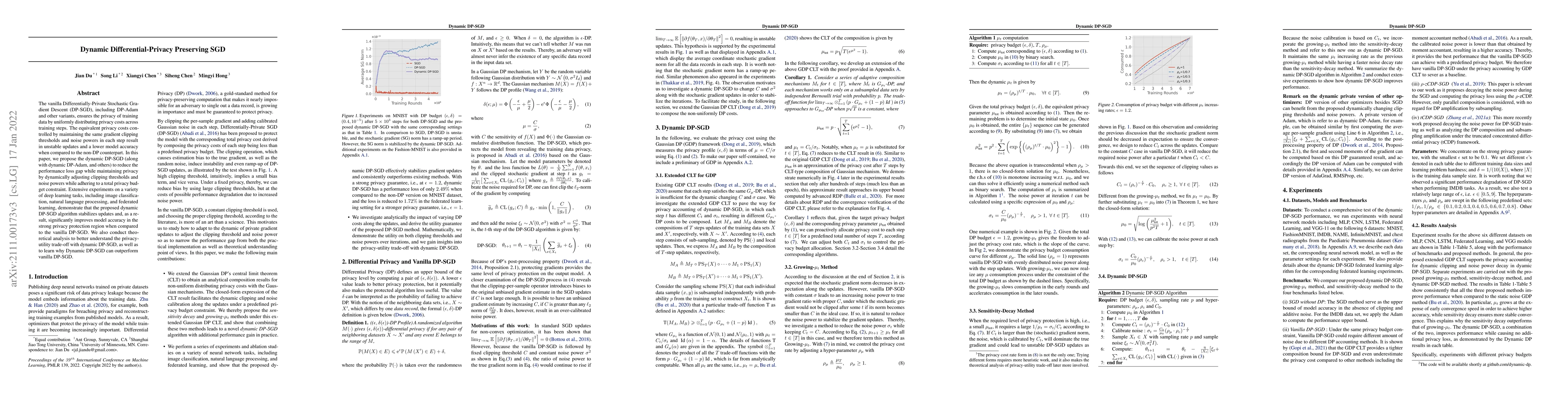 Thumbnail for Dynamic Differential-Privacy Preserving SGD