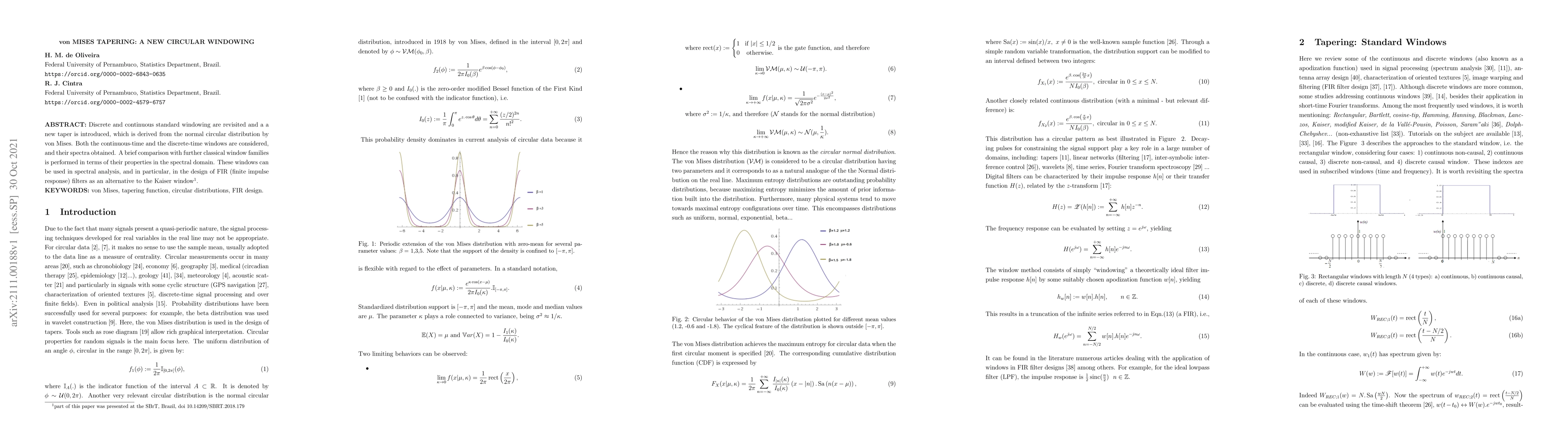 Thumbnail for Von Mises Tapering: A New Circular Windowing