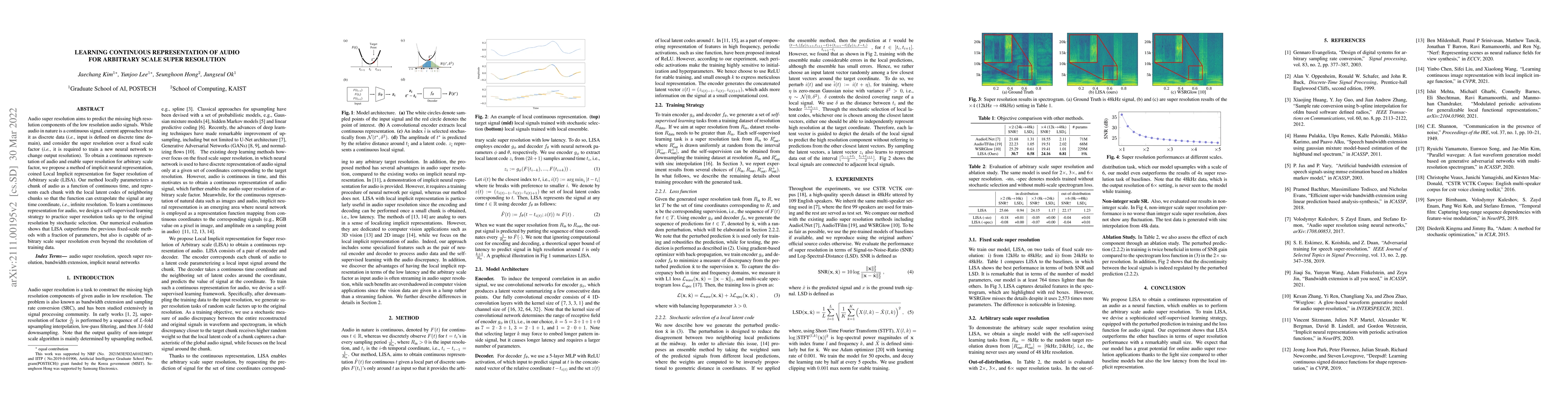 Thumbnail for Learning Continuous Representation of Audio for Arbitrary Scale Super
  Resolution