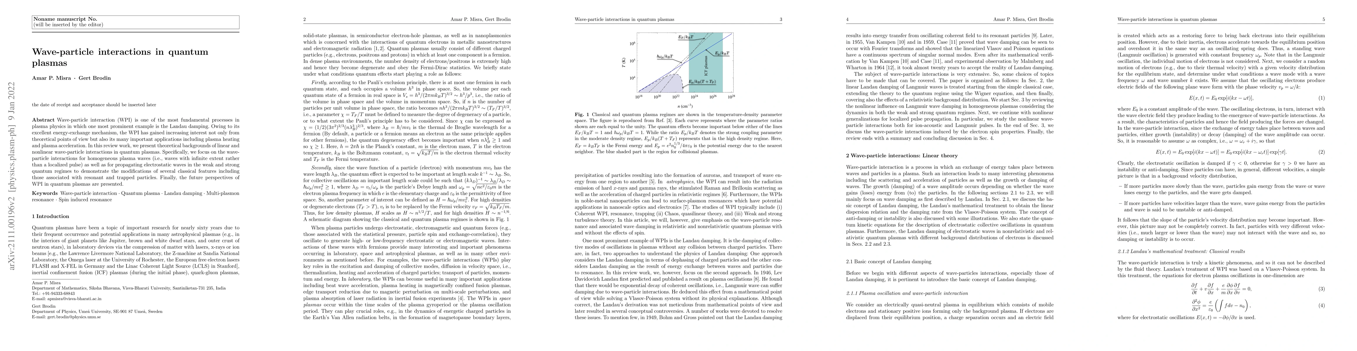 Thumbnail for Wave-particle interactions in quantum plasmas