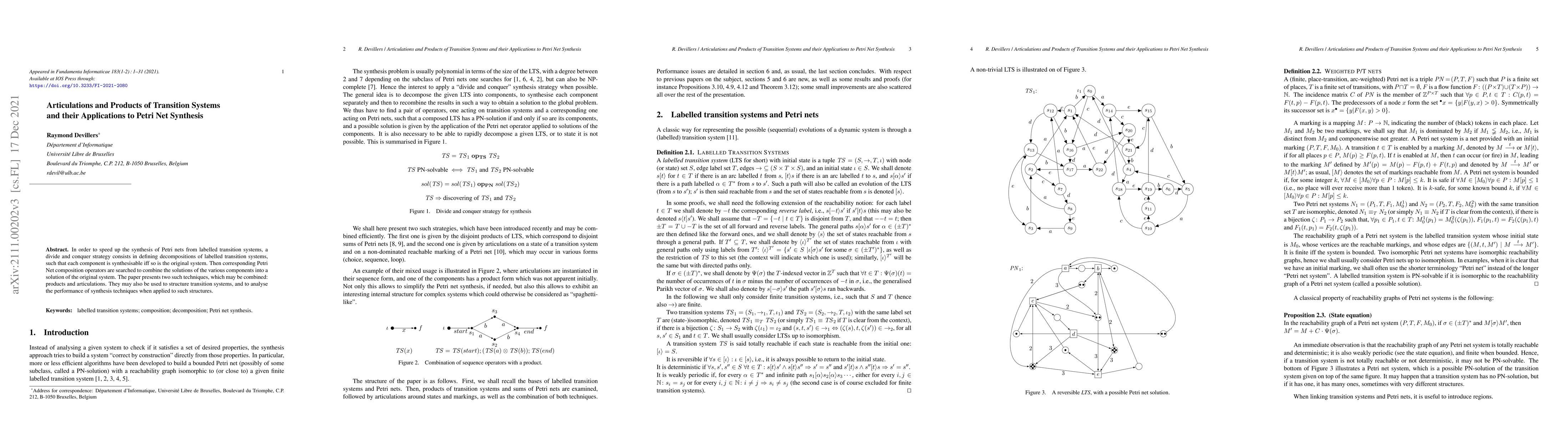 Thumbnail for Articulations and Products of Transition Systems and their Applications
  to Petri Net Synthesis