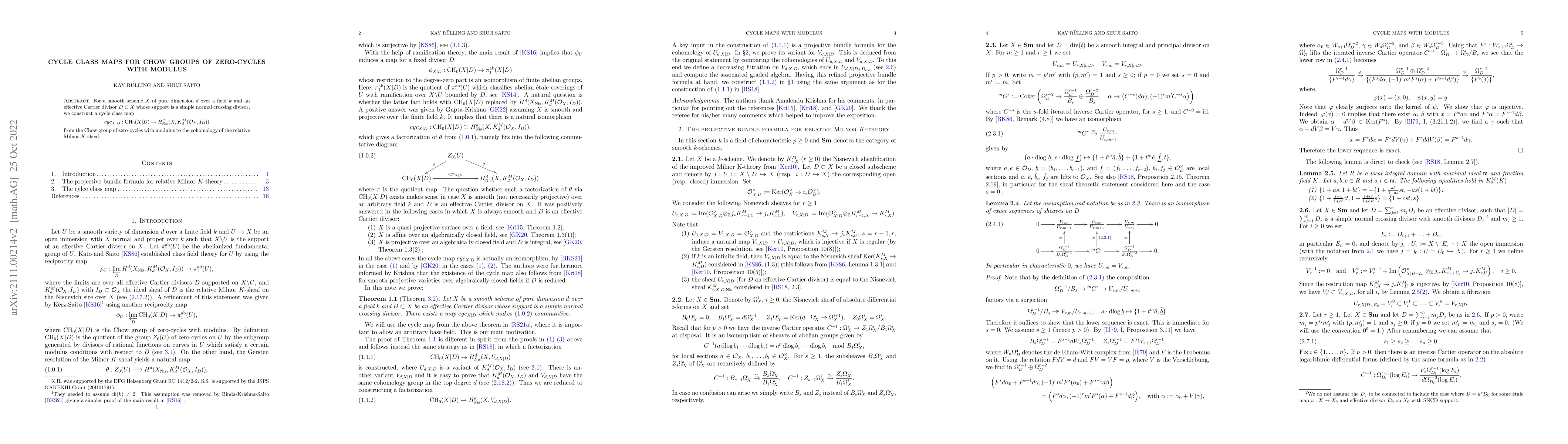 Thumbnail for Cycle class maps for Chow groups of zero-cycles with modulus