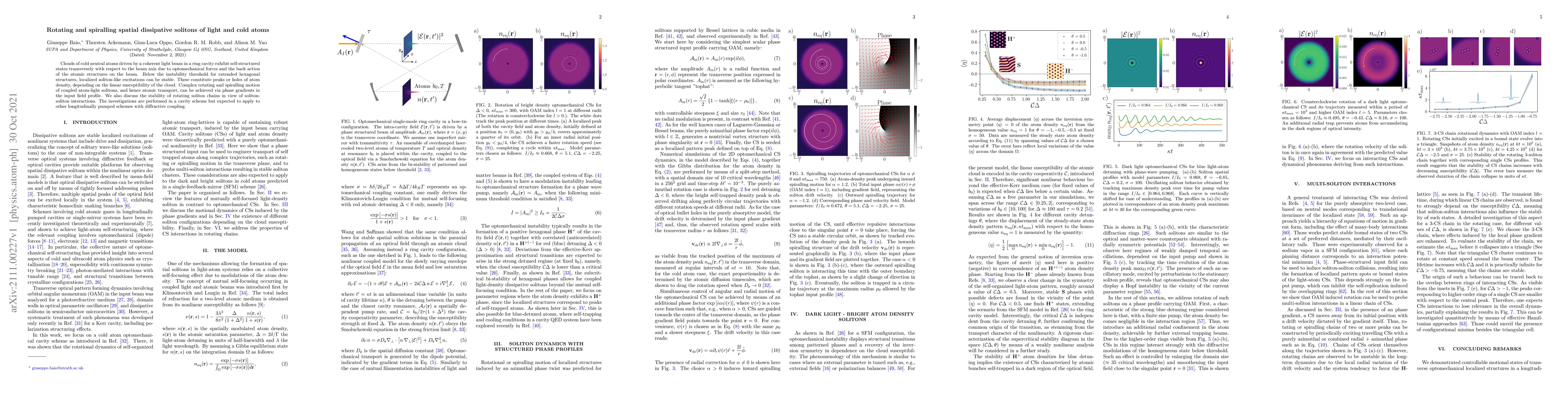 Thumbnail for Rotating and spiralling spatial dissipative solitons of light and cold
  atoms