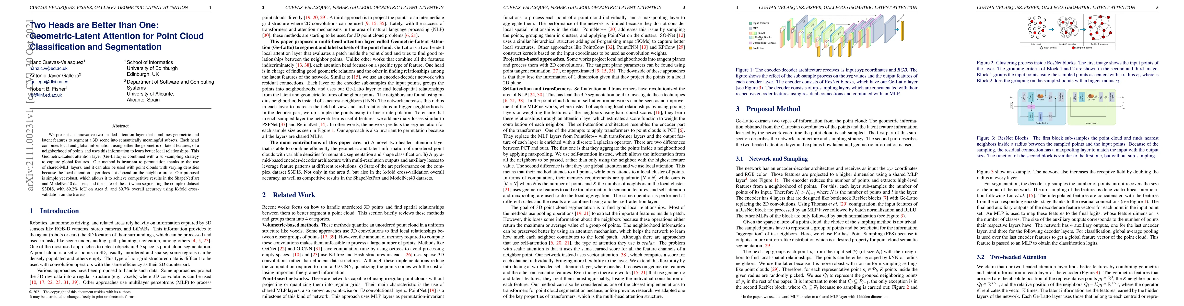 Thumbnail for Two Heads are Better than One: Geometric-Latent Attention for Point
  Cloud Classification and Segmentation